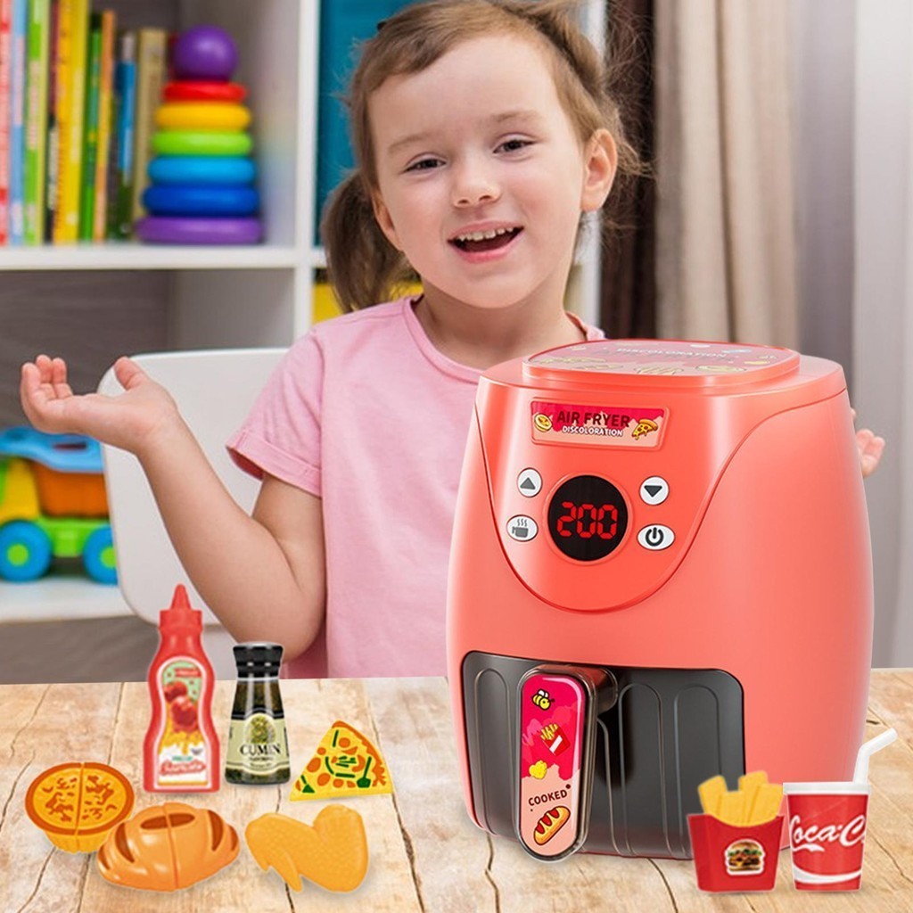 Kids Air Fryer Set Color-Changing Kids Air Fryer with Play Food Pretend ...