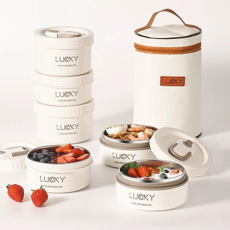 Lucky 3-storey heat-retaining rice box from stainless steel 304 3-layer ...