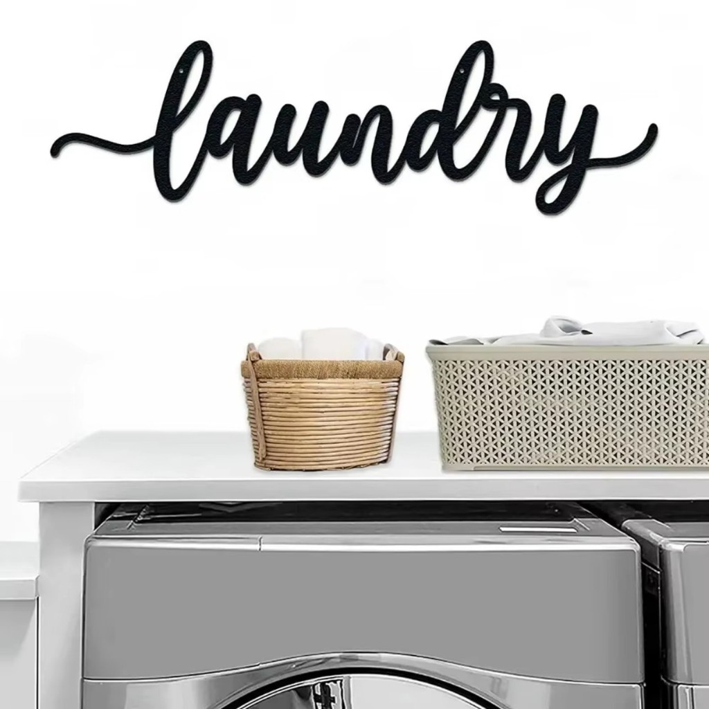 Gallery Detail: Helloyoung Laundry Room Decor Metal Wall Art Backdrop Rustic Signs