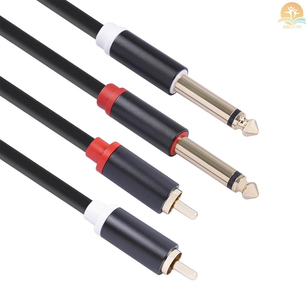 Dual 1/4'' TS to Dual RCA Audio Interconnect Cable 2×6.35mm Male TS to ...