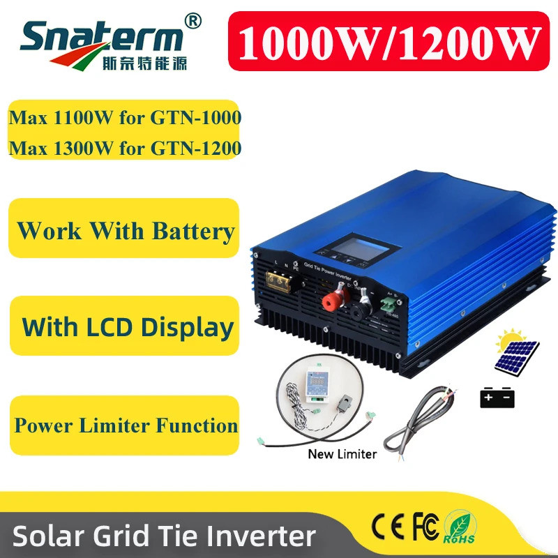 1400W Solar Inverter On Grid Tie Pure Sine Wave Converter 220V AC PV Panel 10 Wfmb