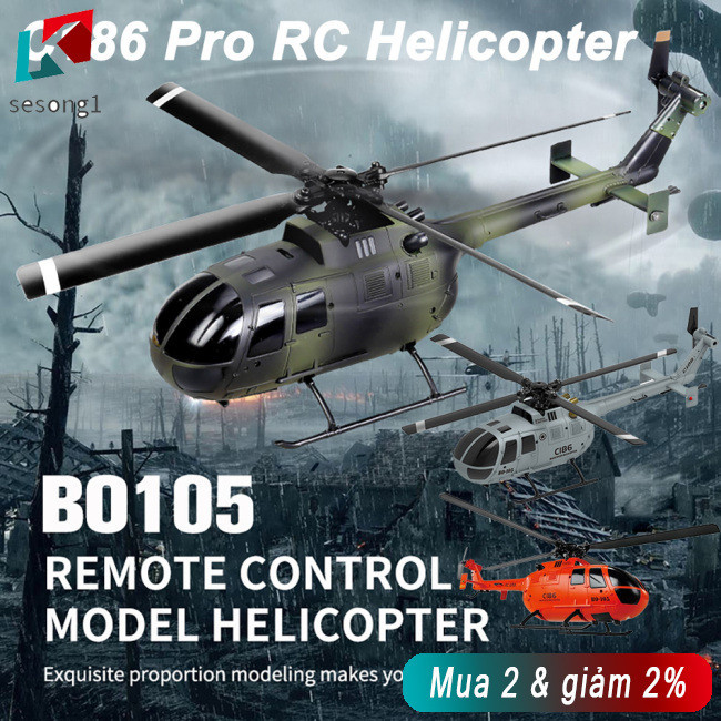 SESONG C186 Pro 2.4ghz Remote Control Helicopter 4CH BO105 6-shaft ...