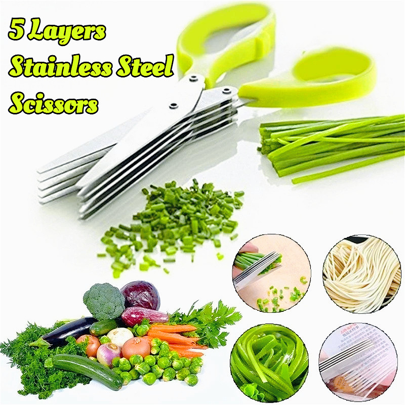5-Layers Stainless Steel Scissors Kitchen Scissors Multilayer Shredded ...
