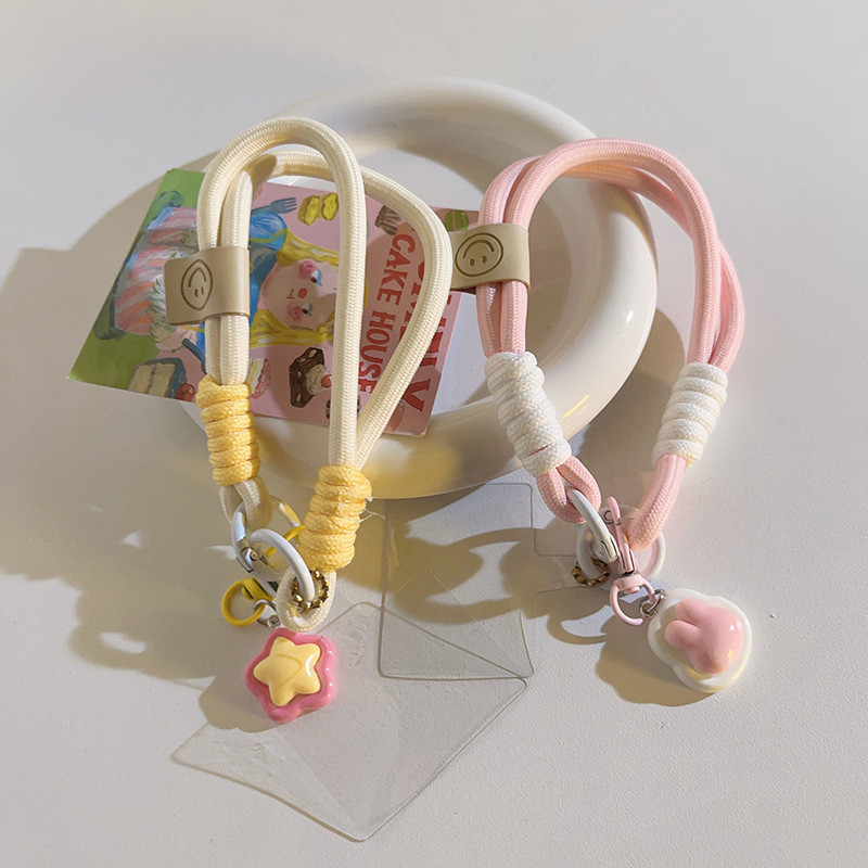 Cute White Background Pink Rabbit Head Pendant Phone Case Lanyard with ...