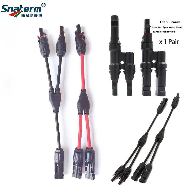 1Pair Solar photovoltaic Panel Adaptor Connector 2T Y Type Connector ...