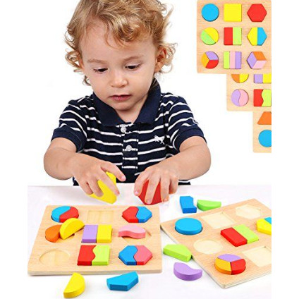 3D Wooden Learning Geometry Educational Toys Puzzle Montessori | Shopee ...
