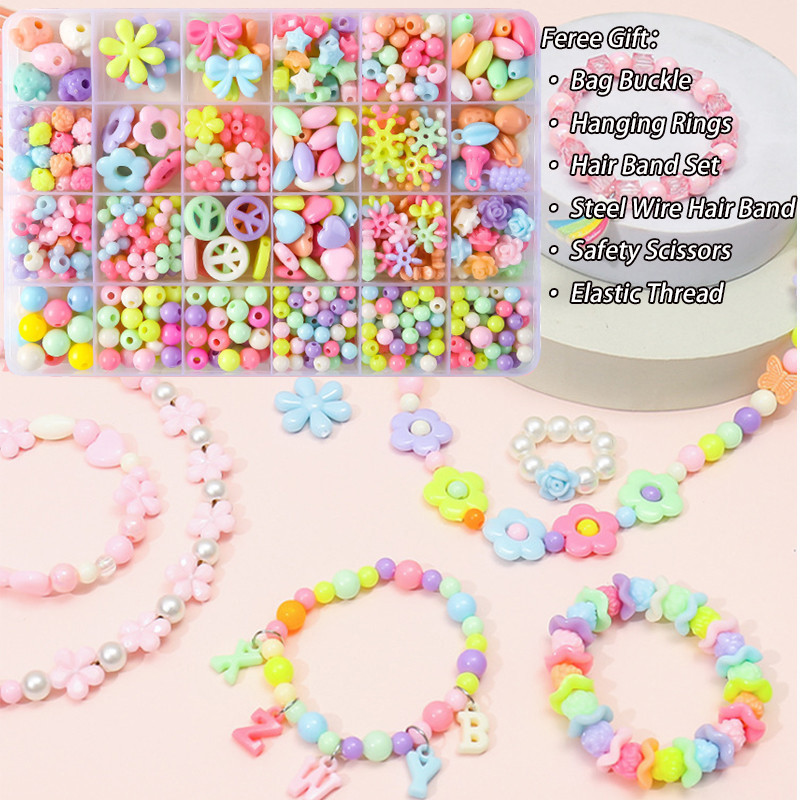 Children's Handmade Beaded Toys 24 Grids DIY Bracelet Beads Set ...