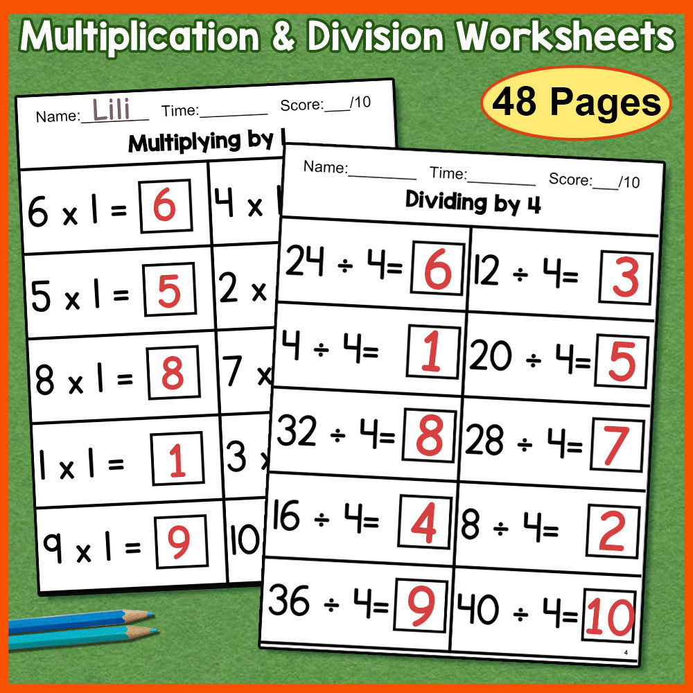 Math Workbook Multiplication Division Fraction Exercise Workbook ...