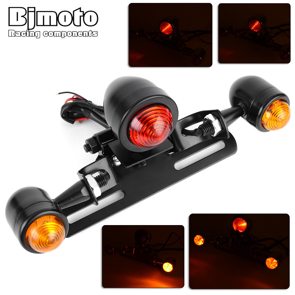 12V Amber Motorbike Rear Stop Brake Lamp License Plate Light Turn