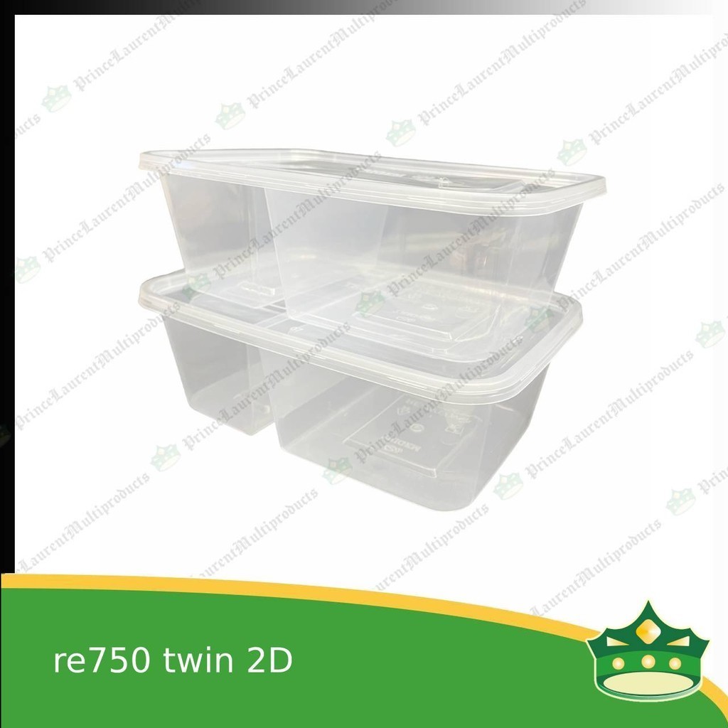[10 pcs] re750 twin 2d microwavable container for packed meals, rice ...