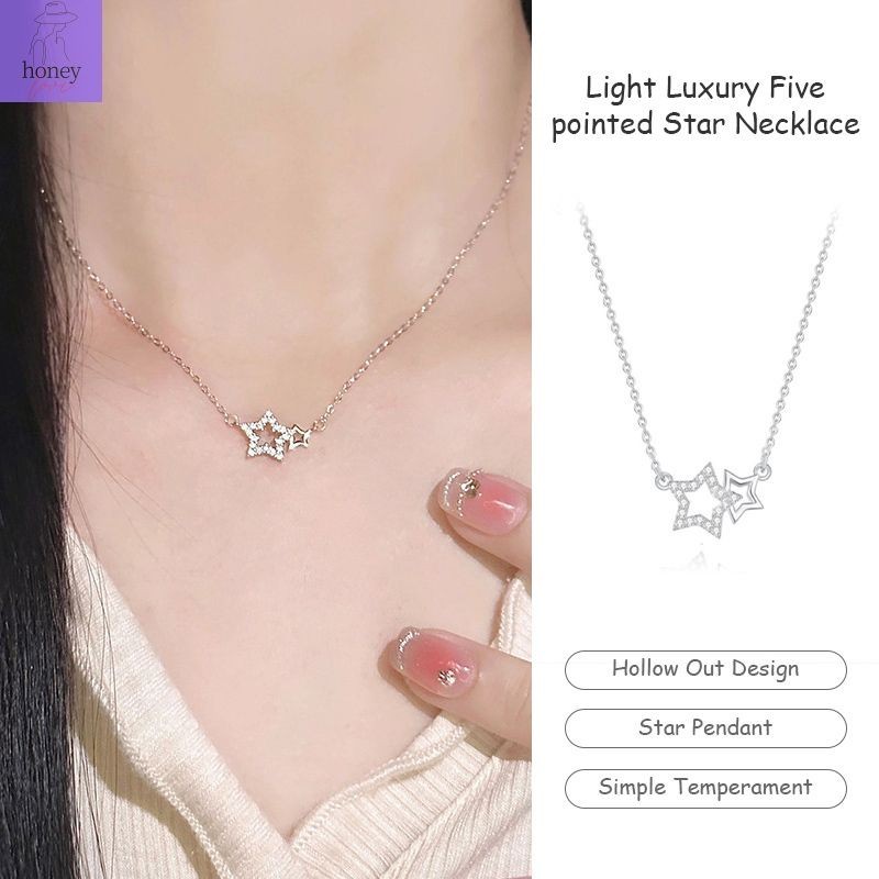 Women Light Luxury Five Pointed Star Collarbone Chain Best Friend Gift ...
