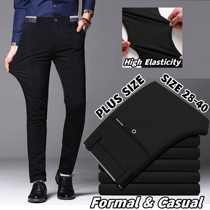 Men's Formal Suit Pants Slim Fit Business Office Wear Slack Casual Long ...