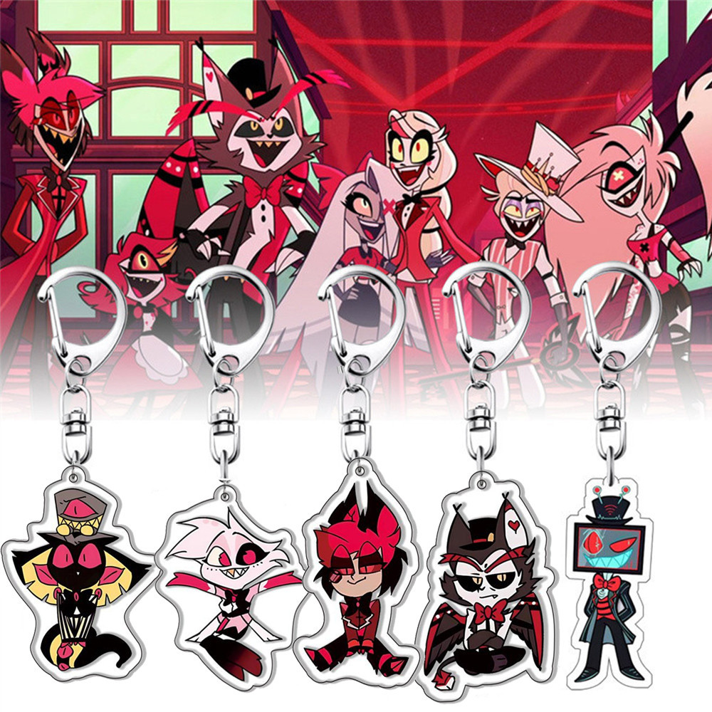 Cartoon Hazbin Hotel Key Ring Double Side Charlie Morningstar Vaggie ...