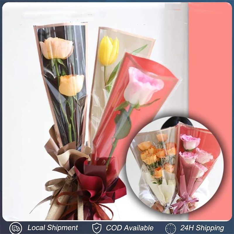 50PCS Flower Packaging Bag Transparent Waterproof (High Quality Rose ...