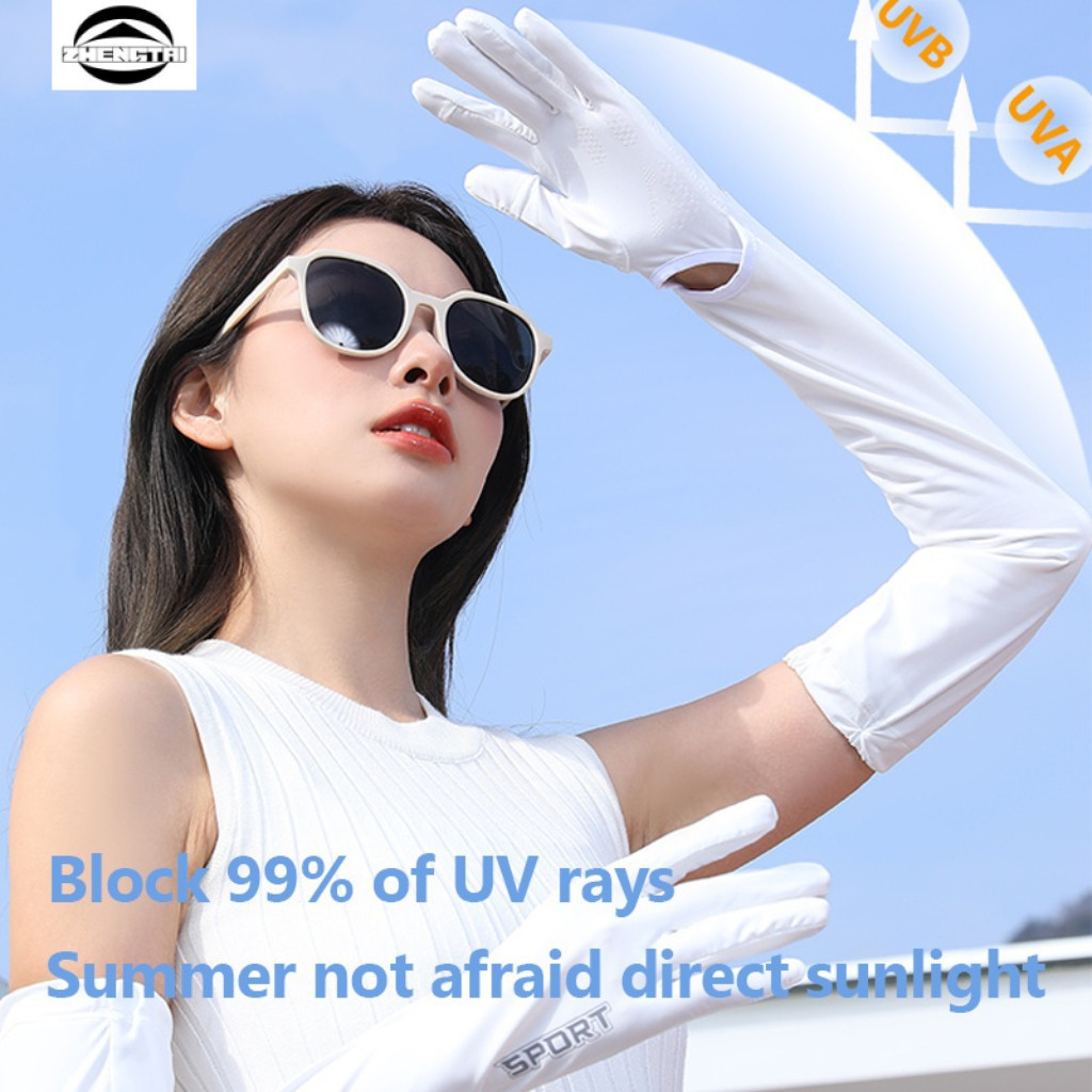 Women's Rayon Sun Protection Gloves Long Sleeve Cool Prevent Sunburn ...