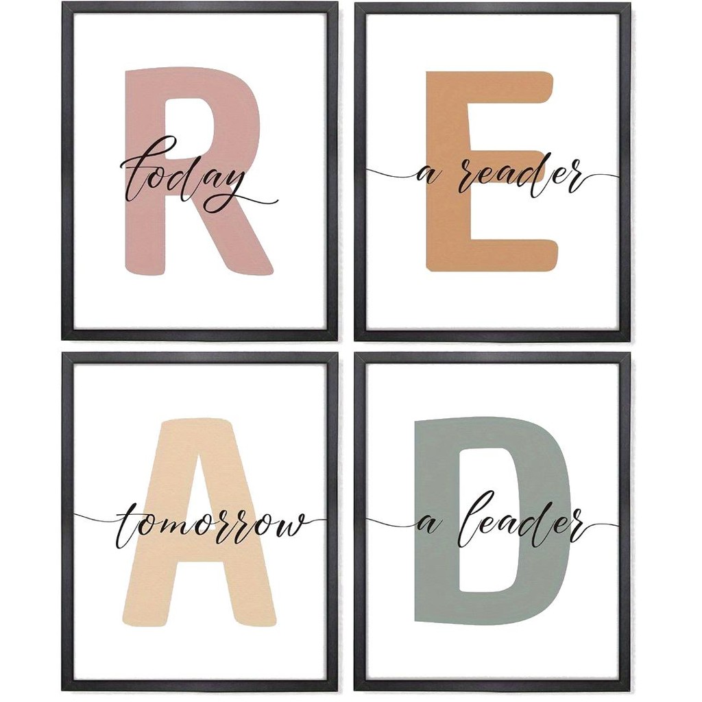 Boho Neutral Read Letters Wall Arts Posters nspirational Classroom Wall ...