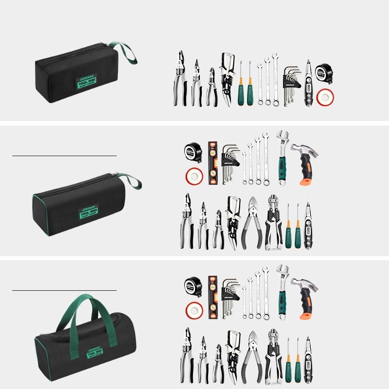 Hyuduo Thickened Waterproof Tool Bag, 1680D Oxford Cloth Electrician Toolbox, Compact 9.8x2.8x3.3in Portable Toolkit For Small Tools (Green)