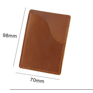 GENODERN First Layer Cowhide Card Holder Crazy Horse Leather Simple ...