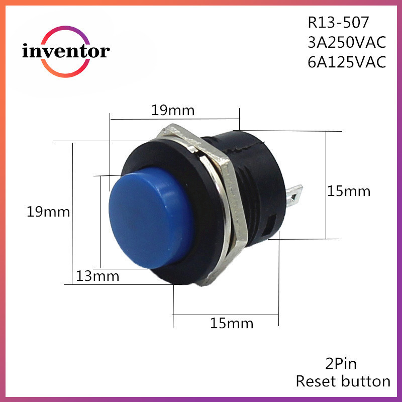 5pcs R13-507 Momentary SPST NO Red Black White Yellow Green Blue Round ...