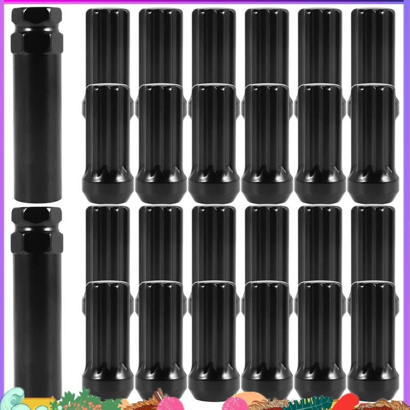 Gaemi M14x1.5 Spline Lug Nuts - 24pc Black Wheel Nuts With Socket Key