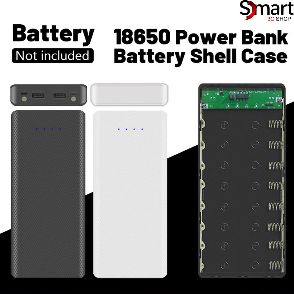 Portable 3/8*18650 Power Bank Case Battery Holder Micro Dual USB Type C ...