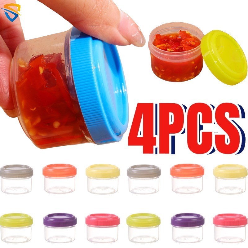 4Pcs Seasoning Storage Box Ketchup Honey Salad Containers with Lid ...