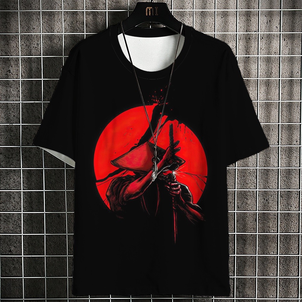 Ronin pattern summer fashion Japanese samurai print T-shirt men's ...
