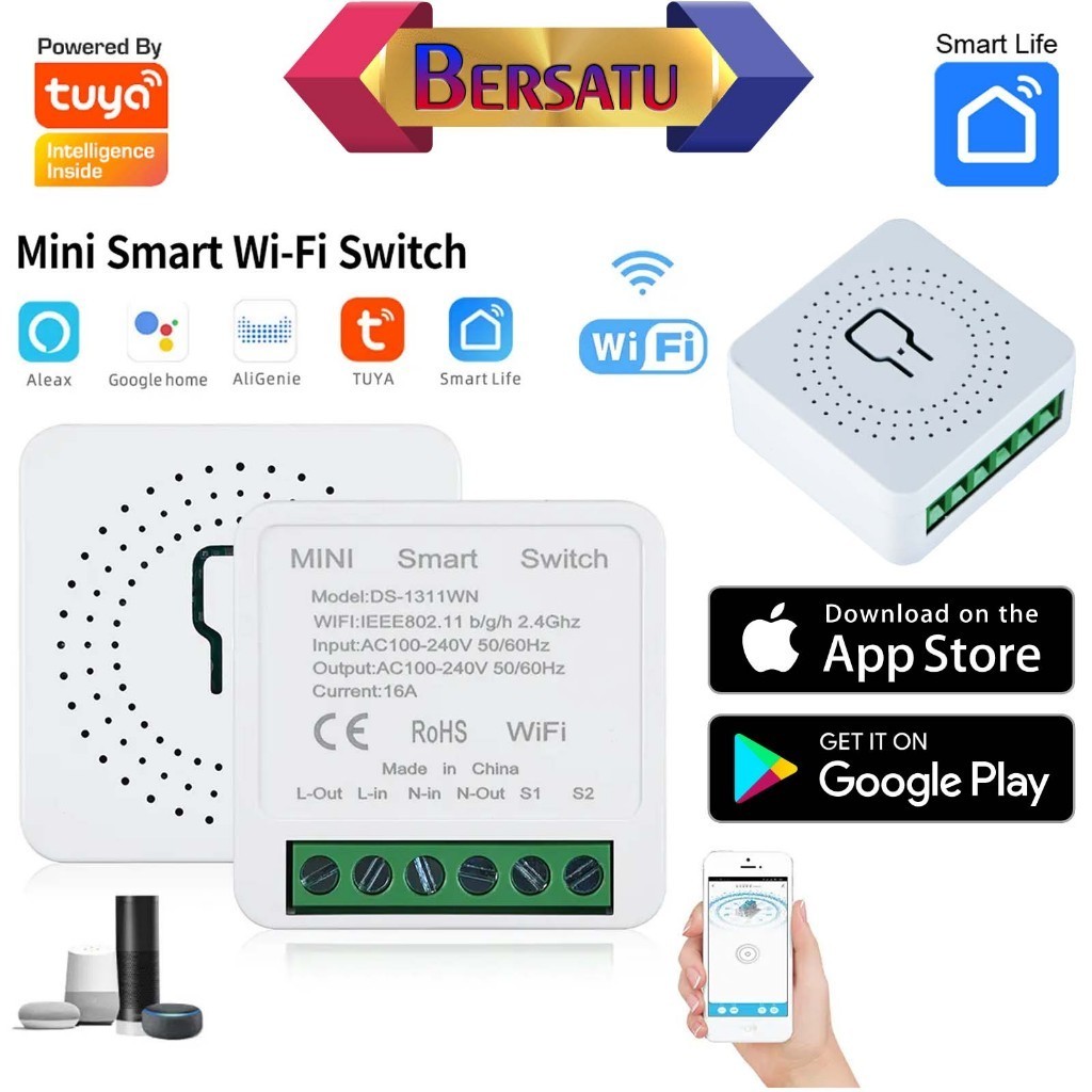 Mini Electrical Switch On Off 16A Manual/Automatictuya WiFi Smart 2-way ...
