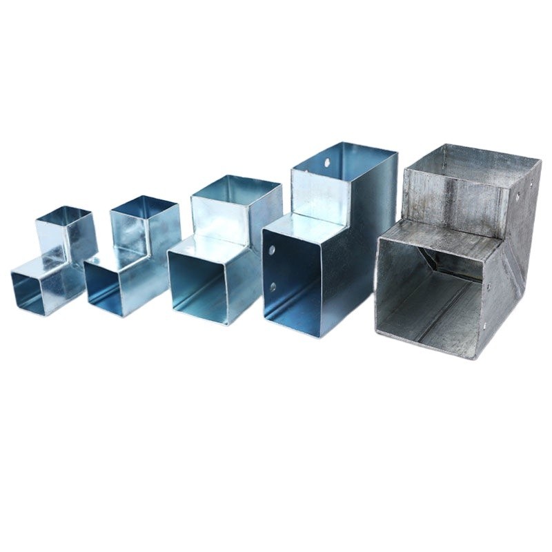 Square tube fixing parts galvanized iron three-way connector straight ...