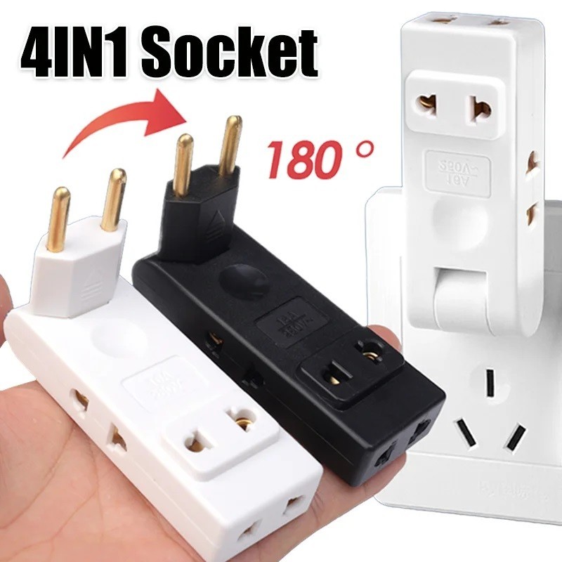 EU Electrical Socket Converter - Travel 180 Degree Extension Plug - 4 ...