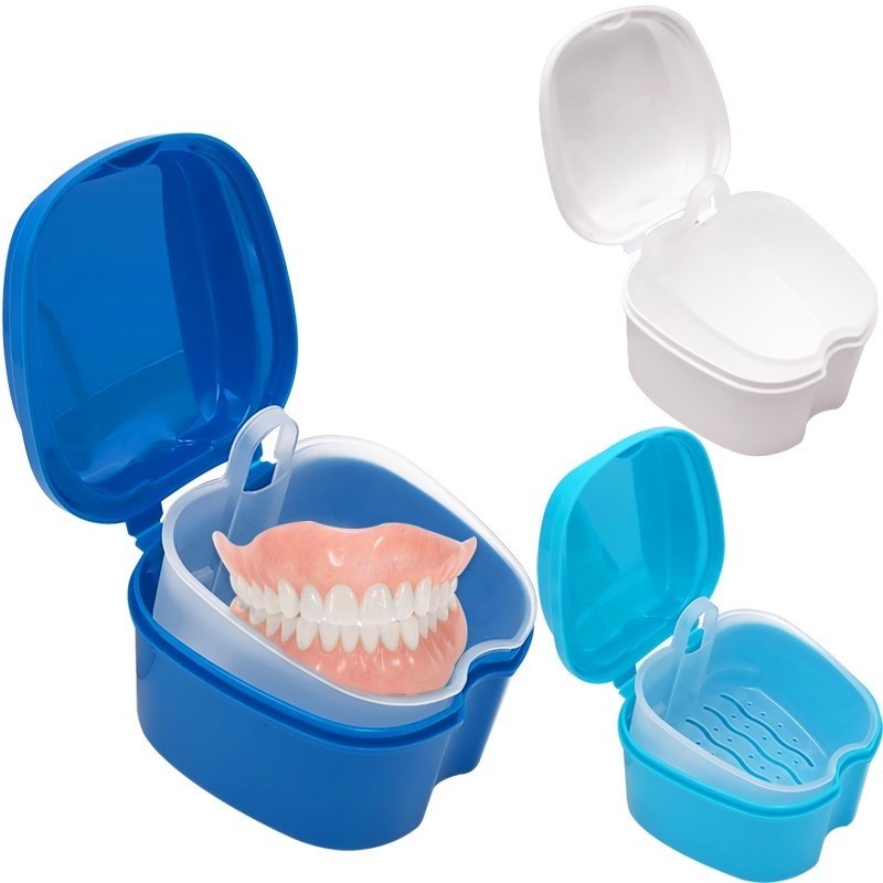 Denture Bath Box Case False Teeth Storage Box with Hanging Net ...