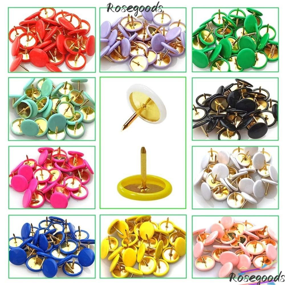 ROSE 100Pcs Round Push Pins, Thumb Tacks Point Tacks, Notice Board ...