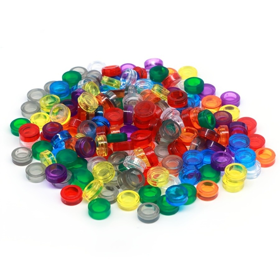 200PCS Transparent Colored FLAT Tile 1x1 Dots Round Bricks 35381 98138 ...