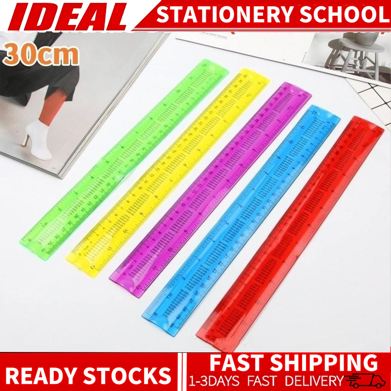 4PCS 4 in 1 Plastic Transparent Ruler Set 30CM School Stationery ...