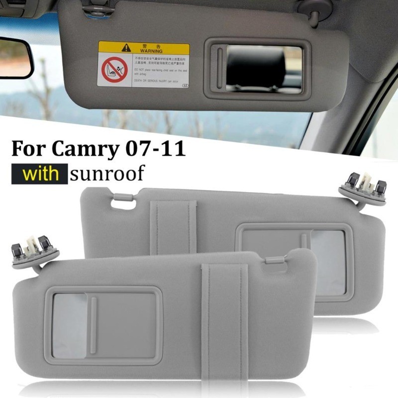 1 Pair Gray Car Sun Visor With Mirror For Chevy Sonic 2012-2020, Matiz, Spark - Replacement