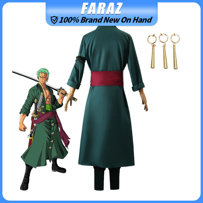 Halloween 2nd Roronoa Zoro Cosplay Costume One Piece Kimono Robe ...