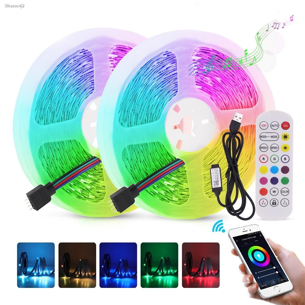 USB LED Strip Lights RGB 5050 Bluetooth APP/IR Remote Control 5V LED ...
