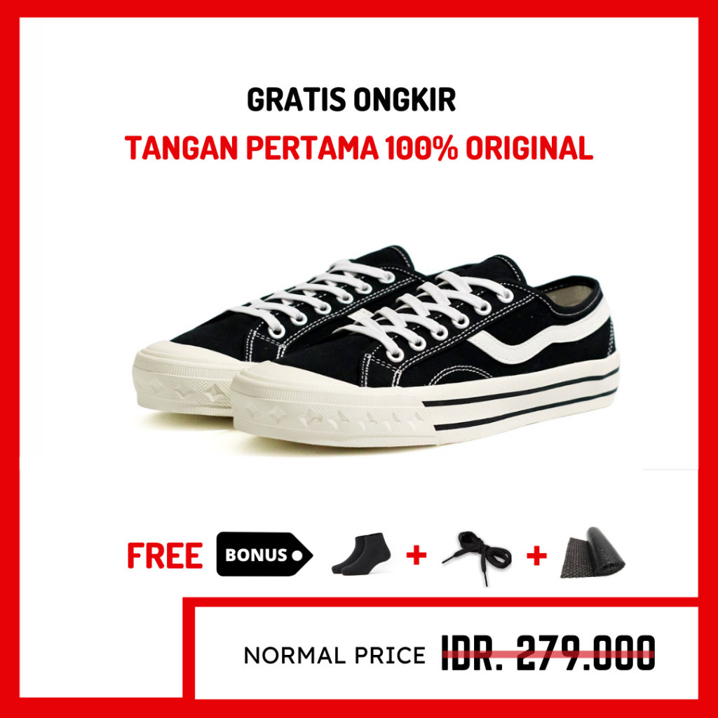 Original Sepatu Brand Lokal Kasual Men Women No Brand Black White Low Not Sneakers Vantel Retro Public Low Hitam Putih Shopee Philippines
