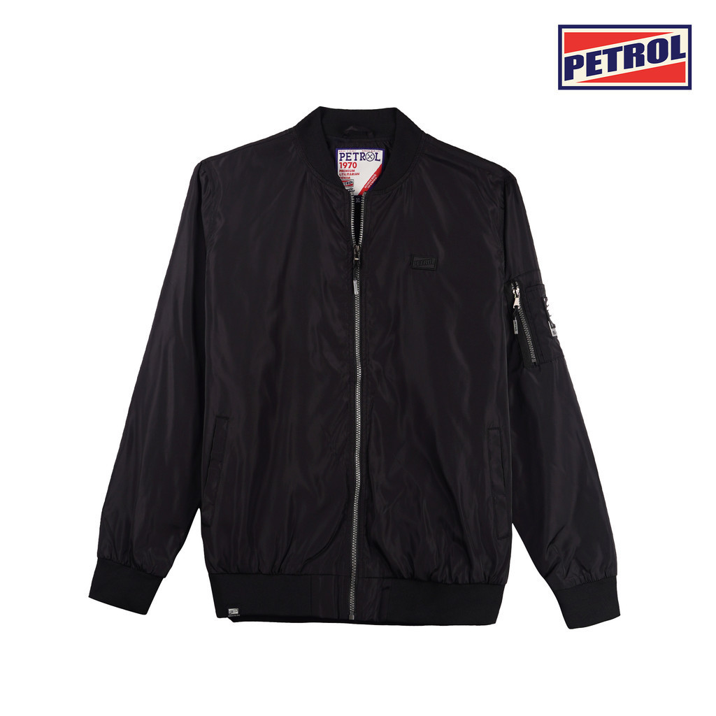 Petrol Basic Jacket for Men Regular Fitting Nylon Fabric Bomber Jacket