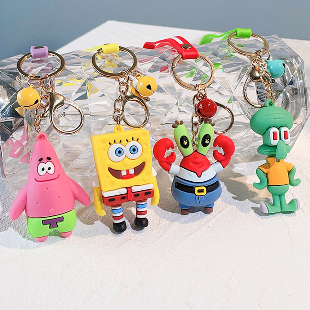 SpongeBob SquarePants Keychain Soft glue Patrick Star doll Squidwardpvc ...