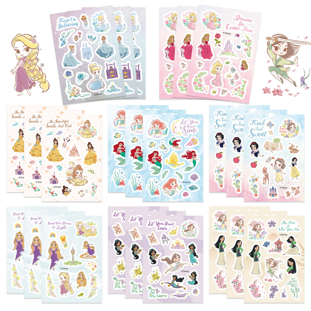 8-Piece Disney Princess Sticker Set Decor for Planners, Phone Cases ...