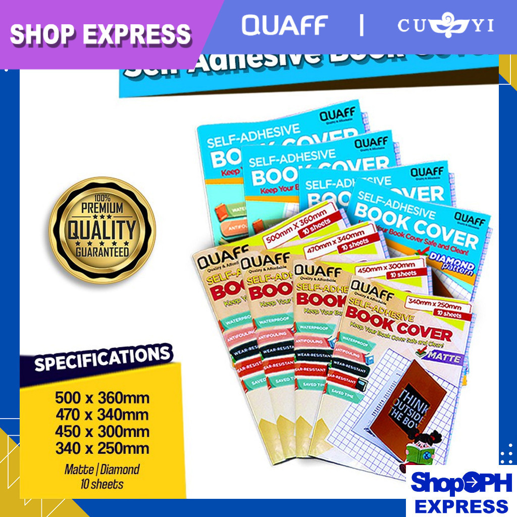 Quaff Self Adhesive Book Cover 10 Sheets Pack | SPX | Shopee Philippines