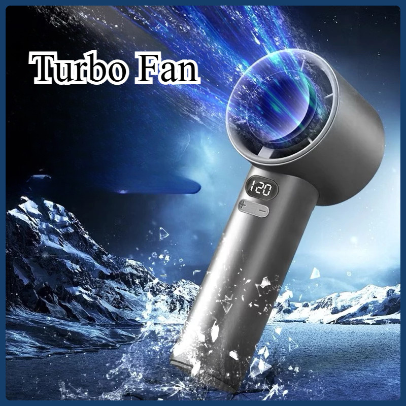 COD Turbo Fan Portable Rechargeable Strong Wind 120 Speed Handheld LED ...