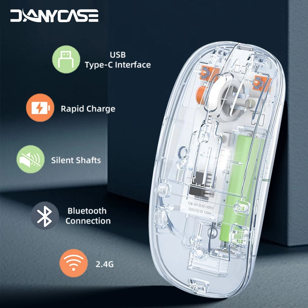 Transparent Wireless Bluetooth Mouse Receiver Optical Adjustable Mice ...