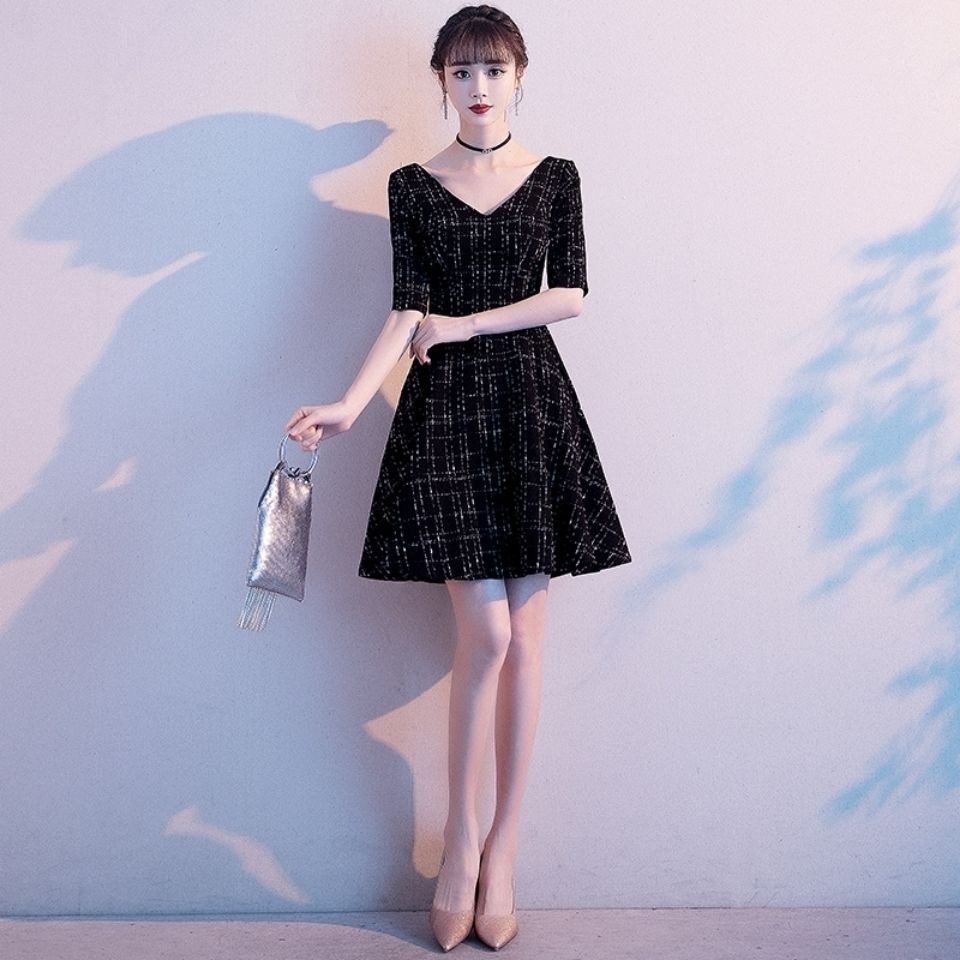 Hawlife Korean Black Elegant Evening Prom Ball JS Debut Graduation Mini ...