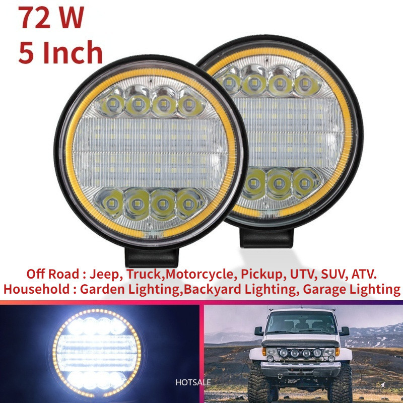2X 5 Inch 72W universal LED Work Light Combo Spot Flood Off Road ...