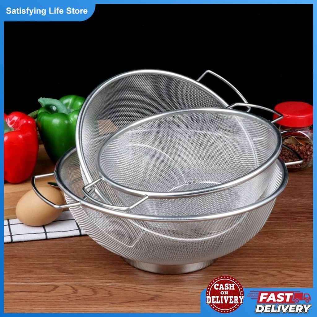 Stainless Steel Fine Mesh Strainer Bowl Drainer Vegetable Multi-Use ...