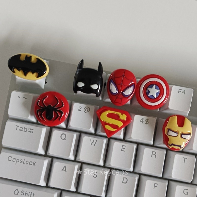 New Cartoon Batman Spider Man Keycaps Handmade Custom Personalized ...
