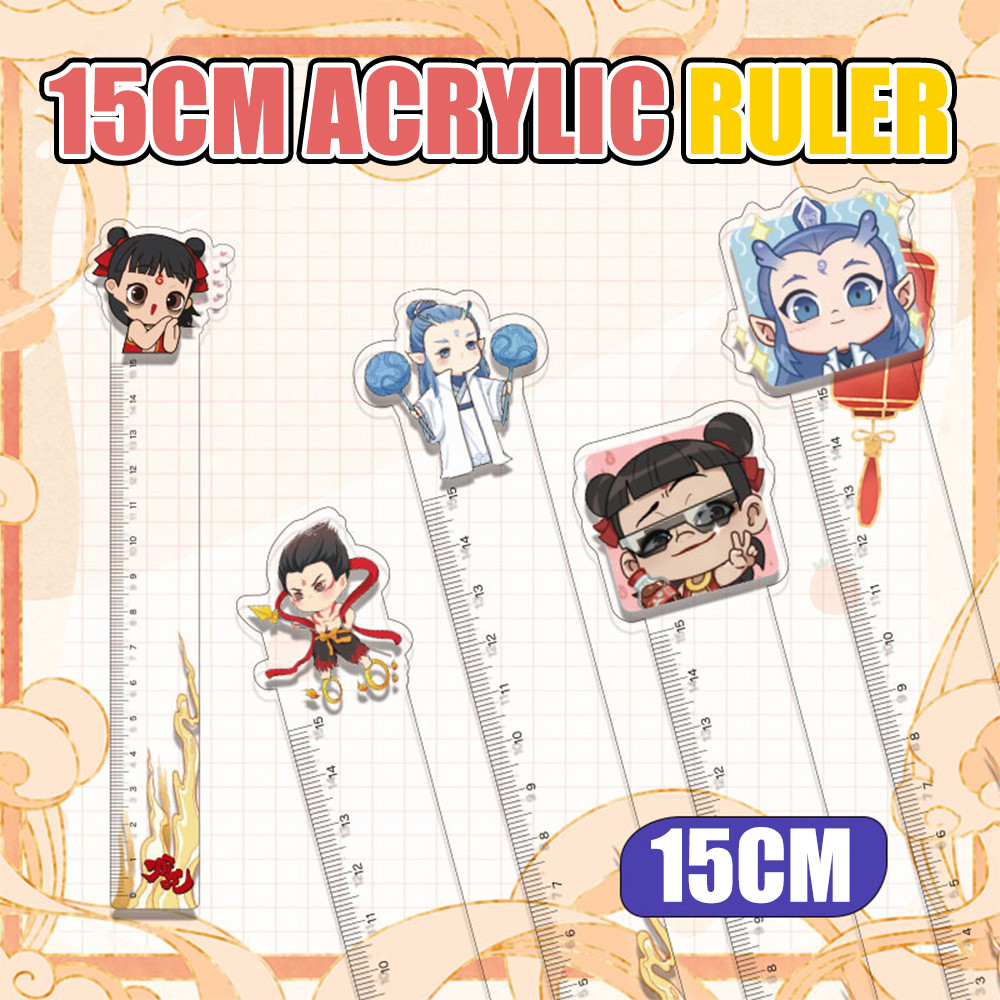 Rulers 15cm Straight Ruler Wavy Ruler Acrylic Ruler Lovey Nezha Ruler ...