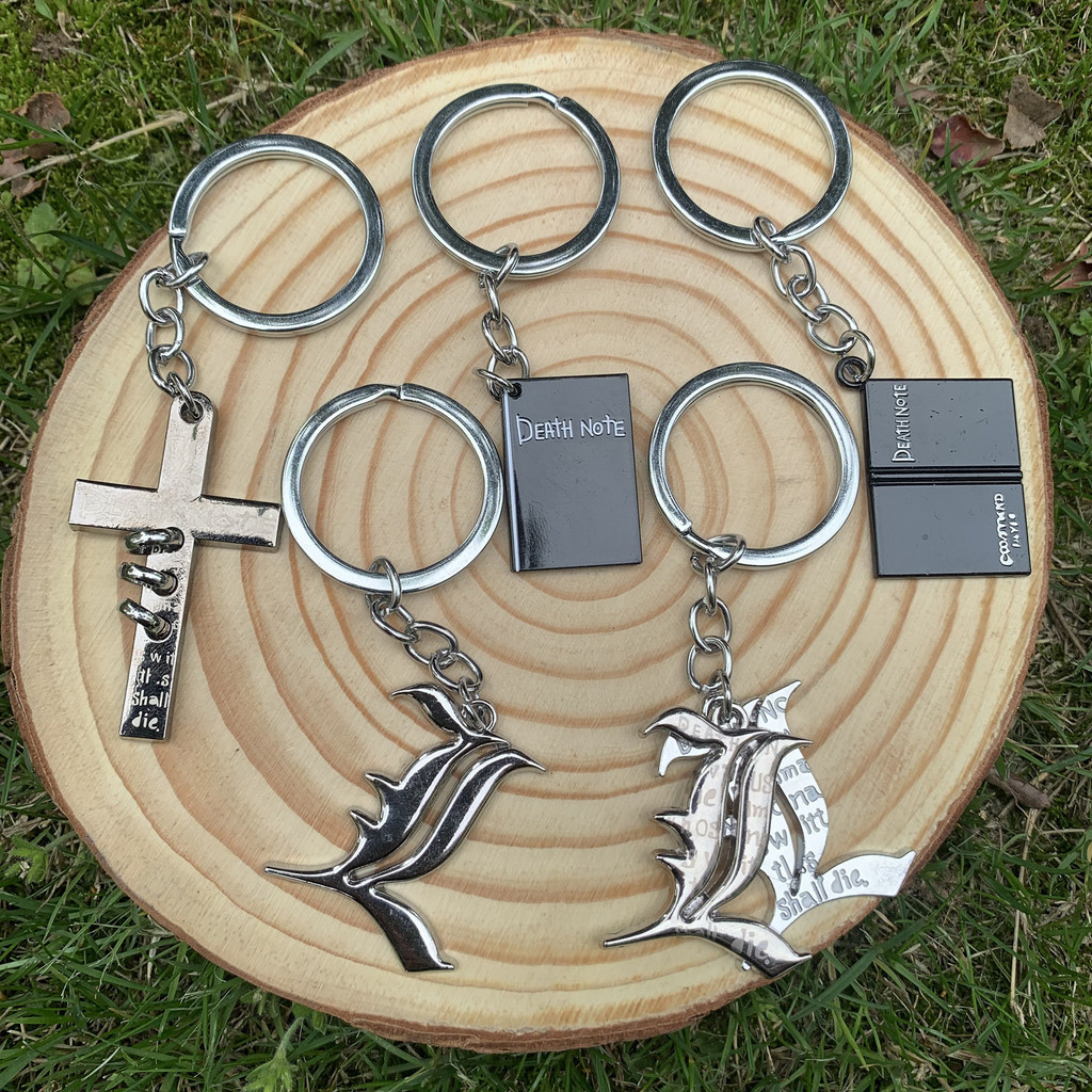 Anime Death Note Keychain L Cross Key Chain Black Deathnote Book Logo ...